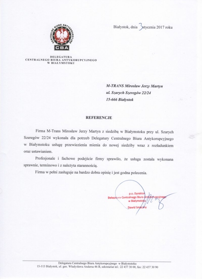 referencje CBA